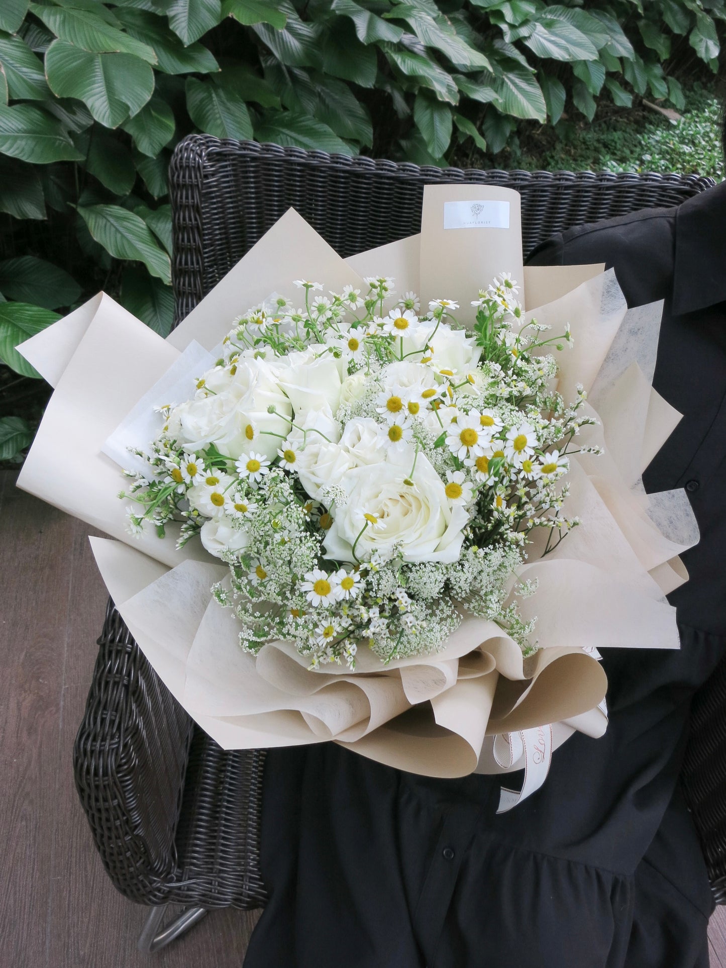 White Roses with Daisies Bouquet
