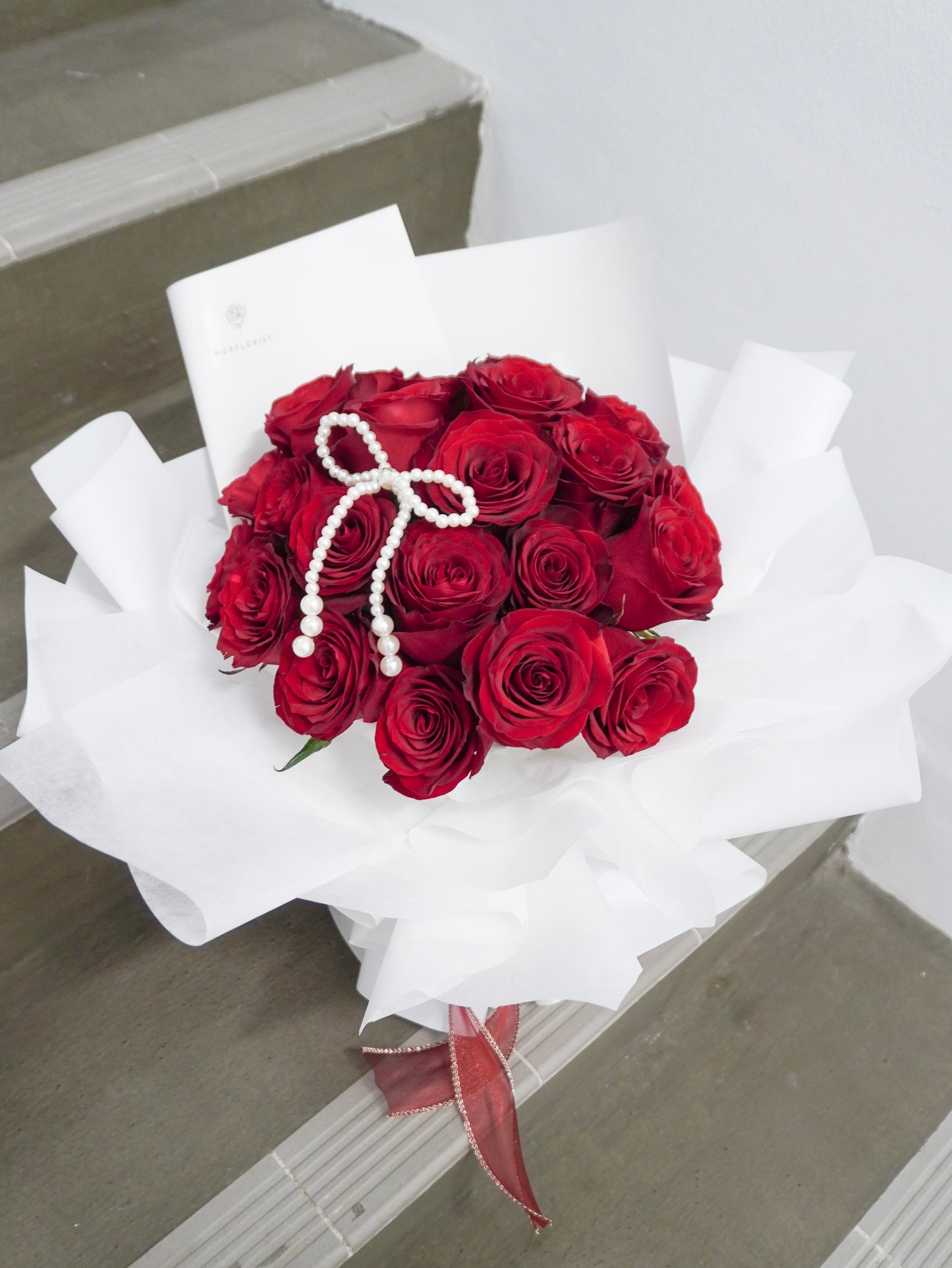 24 Roses with Pearl Bow | Valentine's Day