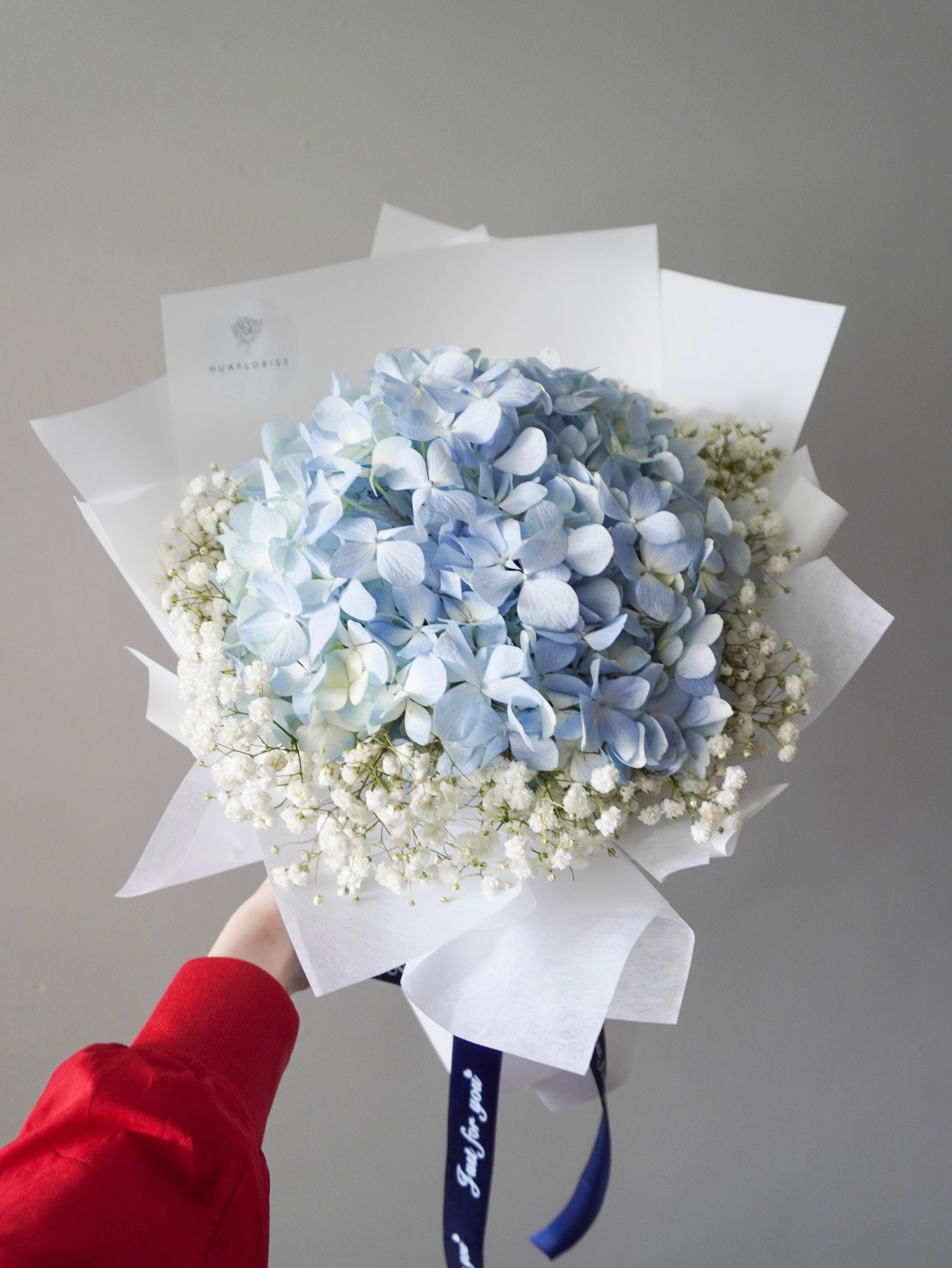 Blue Hydrangea and Baby's Breath
