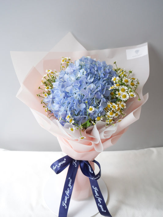 Blue Hydrangea and Daisies