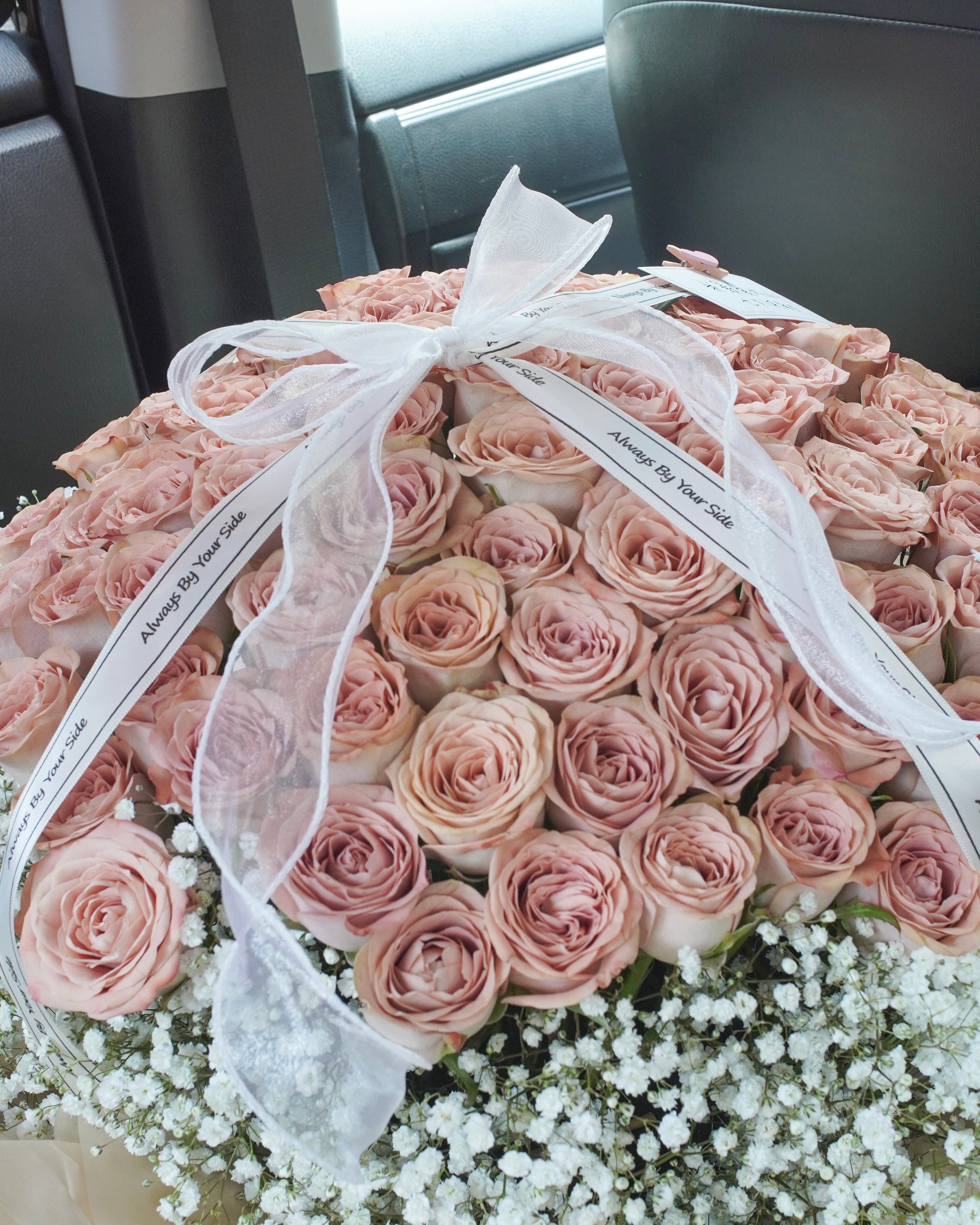 99 Cappuccino Roses with Baby's Breath