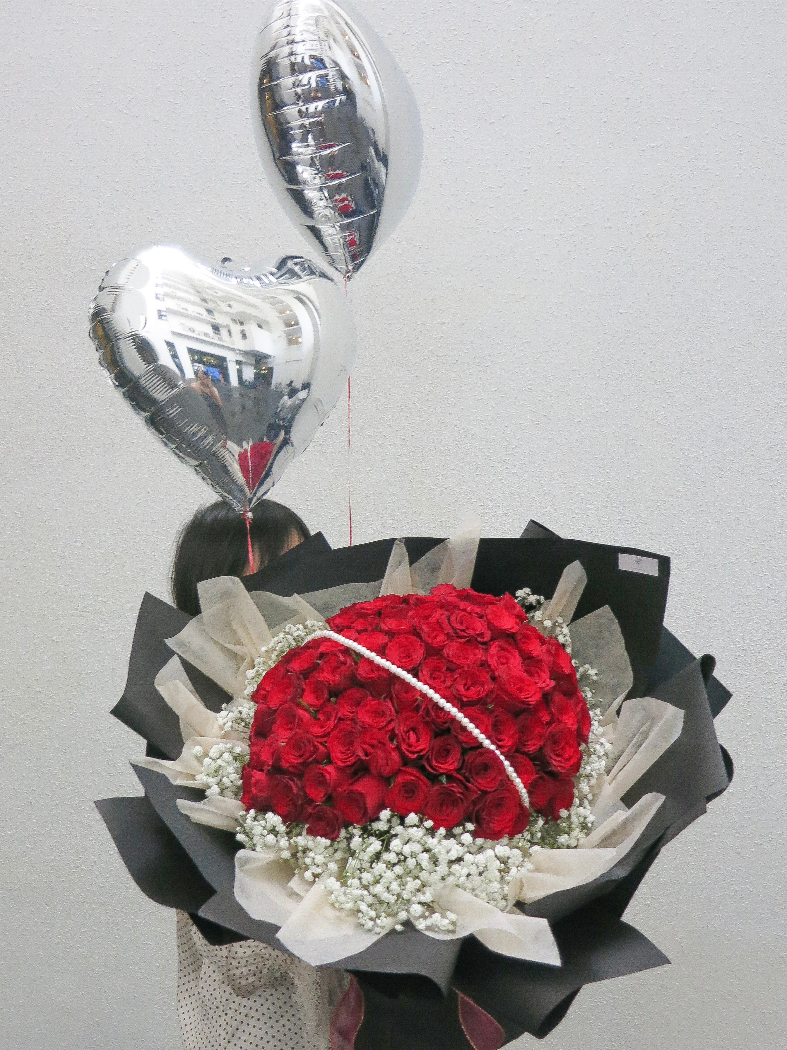 99 Roses with Baby's Breath