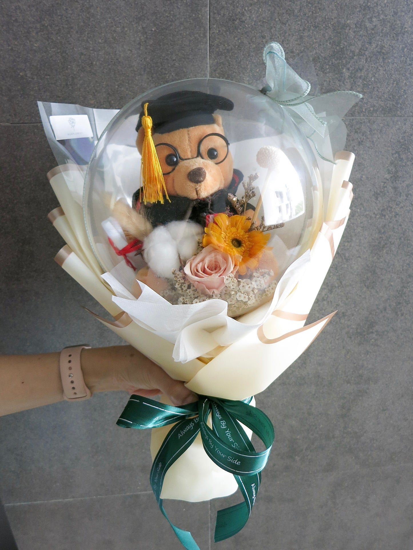 Preserved Graduation Bouquet in Acrylic Ball